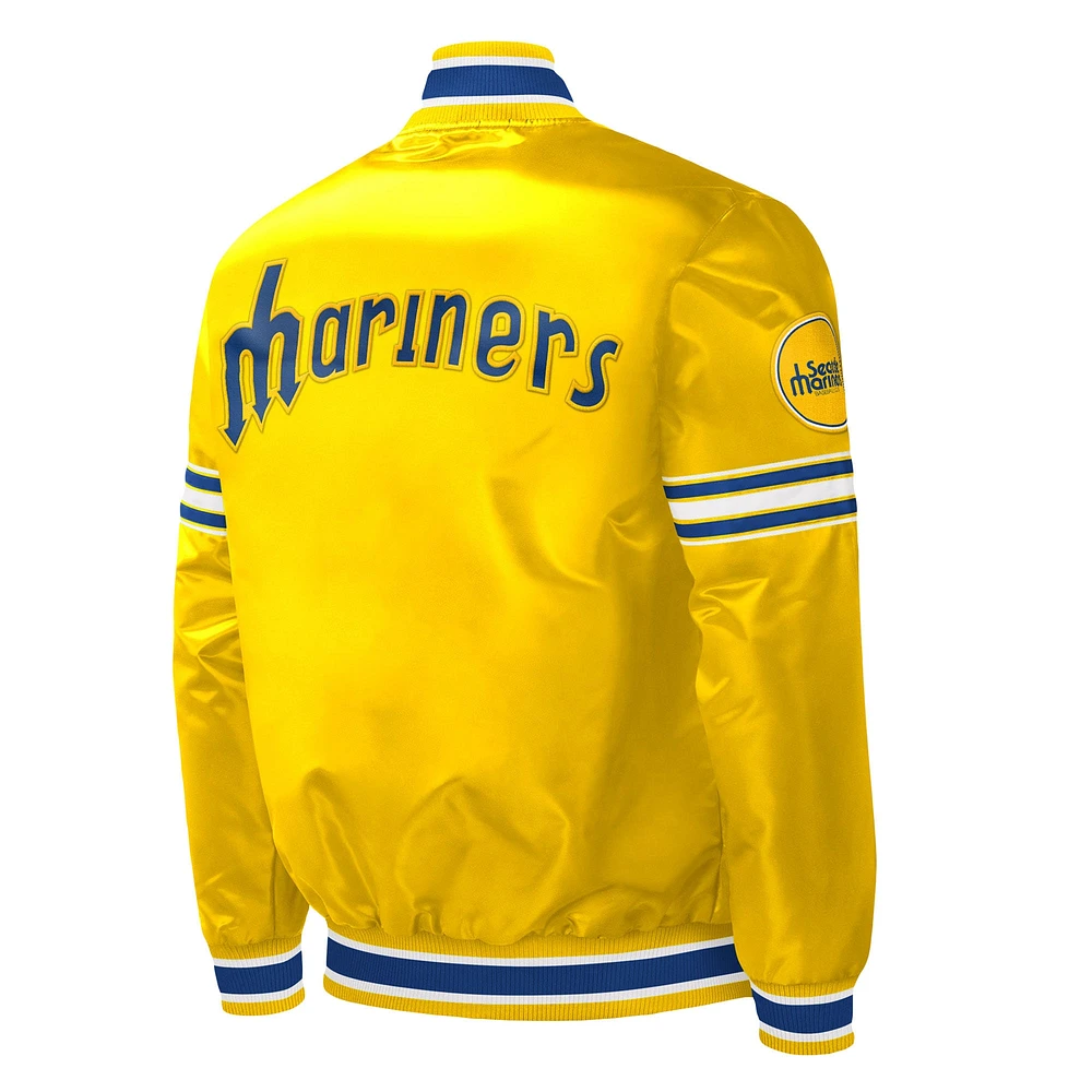 Men's Starter Gold Seattle Mariners Slider Satin Full-Snap Varsity Jacket