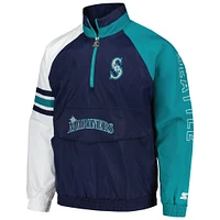 Veste à demi-zip Starter Navy/White Seattle Mariners Elite Raglan pour hommes