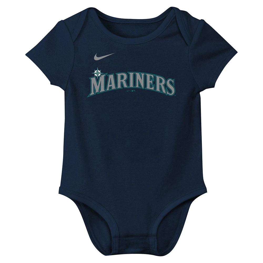 Newborn & Infant Nike Julio Rodríguez Navy Seattle Mariners Fuse Name Number Bodysuit