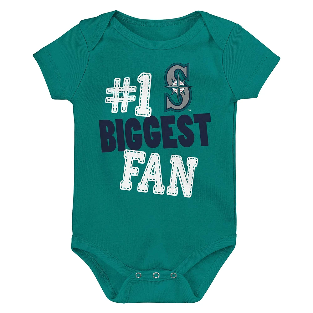 Newborn & Infant Seattle Mariners 3-Pack Fan Pennant Bodysuit Set