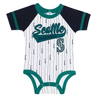 Newborn & Infant White Seattle Mariners Base Hitter Bodysuit, Bib Bootie Set