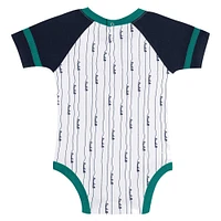 Newborn & Infant White Seattle Mariners Base Hitter Bodysuit, Bib Bootie Set
