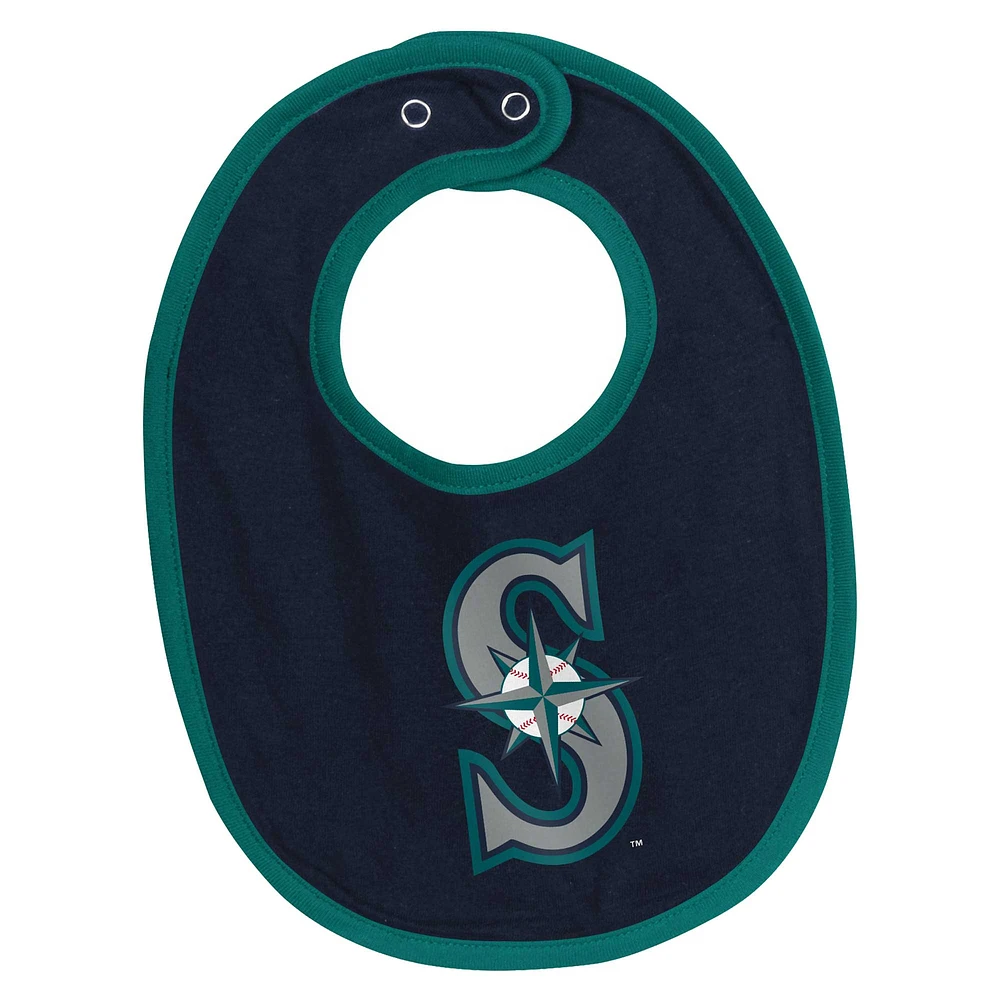 Newborn & Infant White Seattle Mariners Base Hitter Bodysuit, Bib Bootie Set