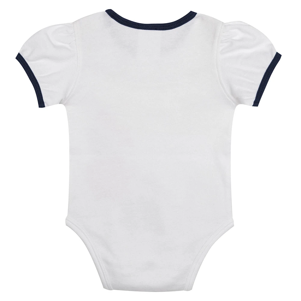 Newborn White/Navy Seattle Mariners Sweet Catcher 3-Piece Bodysuit, Headband and Skirt Set