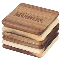 The Memory Company Seattle Mariners 6-Pack Acacia Wood Coaster Set