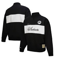 Women's Mitchell & Ness Black Seattle Mariners Cooperstown Collection Quarter-Zip Pullover Top