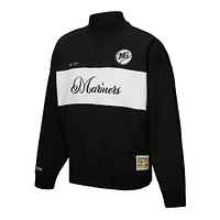 Women's Mitchell & Ness Black Seattle Mariners Cooperstown Collection Quarter-Zip Pullover Top