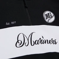 Women's Mitchell & Ness Black Seattle Mariners Cooperstown Collection Quarter-Zip Pullover Top