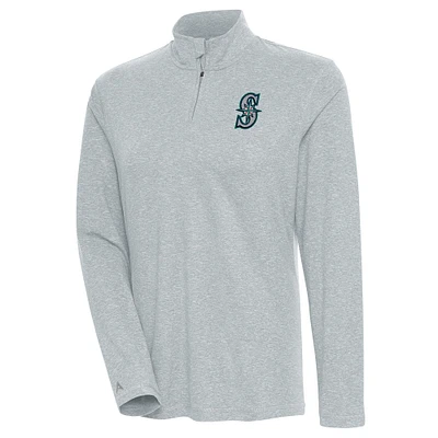Women's Antigua  Heather Gray Seattle Mariners Confront Quarter-Zip Pullover Top