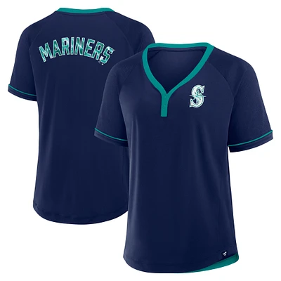 T-shirt à col en V raglan Diva Star de la Ligue des Mariners Seattle pour femmes Fanatics Navy