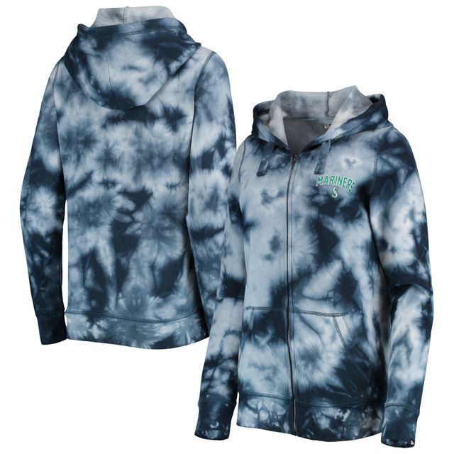 NWE MARINR BLEU FEMME TIE DYE CAPUCHE À FERMETURE ÉCLAIR COMPLÈTE SWTLADZIP