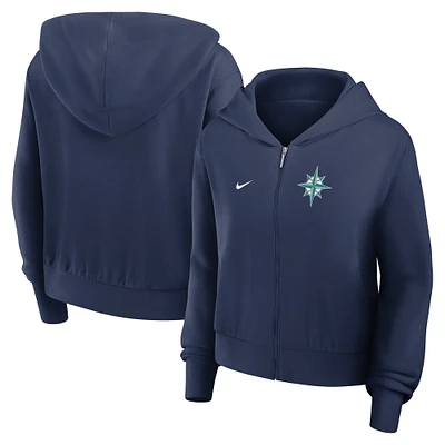 Women's Nike Navy Seattle Mariners Cropped Chill Full-Zip Hoodie