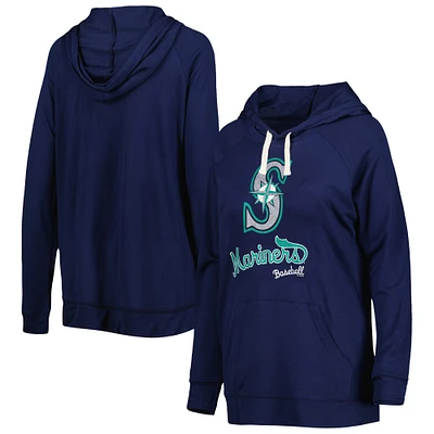 Women's Touch Navy Seattle Mariners Pre-Game Raglan Pullover Hoodie