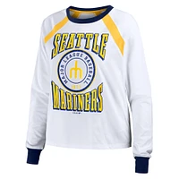 Women's WEAR by Erin Andrews White Seattle Mariners Raglan Long Sleeve T-Shirt