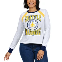 Women's WEAR by Erin Andrews White Seattle Mariners Raglan Long Sleeve T-Shirt