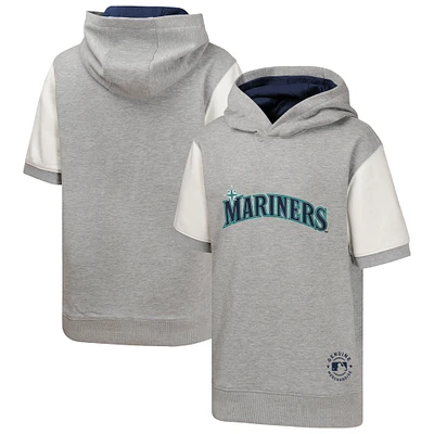 Sweat à capuche manches courtes gris chiné pour jeunes des Seattle Mariners