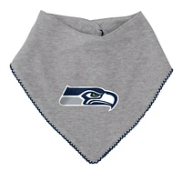 Girls Newborn & Infant College Navy/Heathered Gray Seattle Seahawks All The Love Bodysuit Bib Booties Set