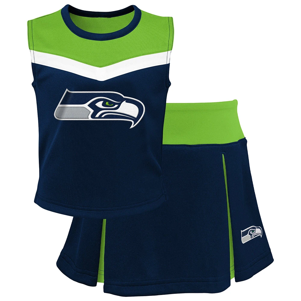 Girls Preschool College Navy Seattle Seahawks Spirit Two-Piece Cheerleader Set