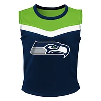 Girls Preschool College Navy Seattle Seahawks Spirit Two-Piece Cheerleader Set