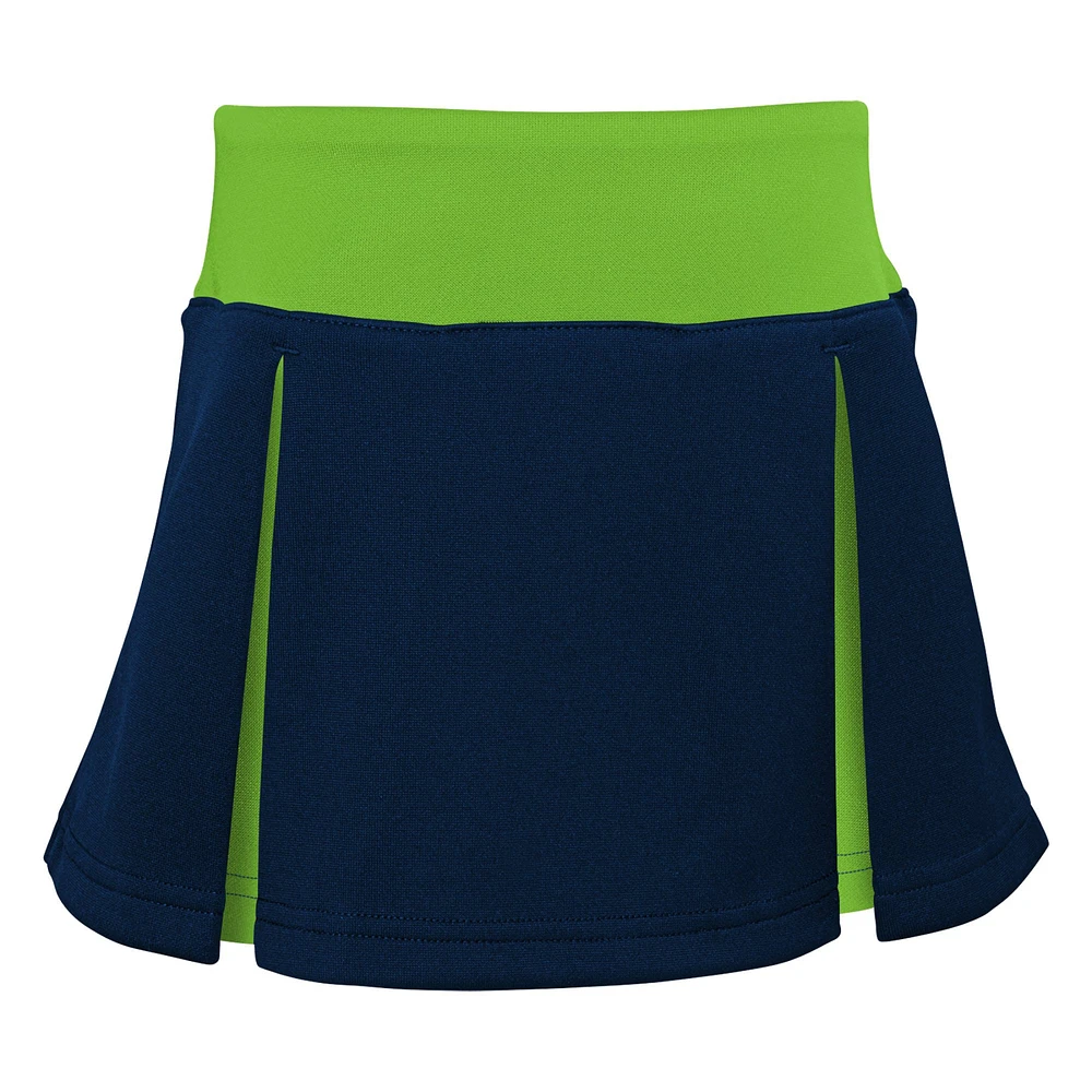Girls Preschool College Navy Seattle Seahawks Spirit Two-Piece Cheerleader Set