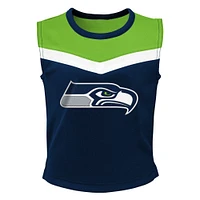 Girls Preschool Navy Seattle Seahawks Spirit Cheerleader Two-Piece Set with Bloomers