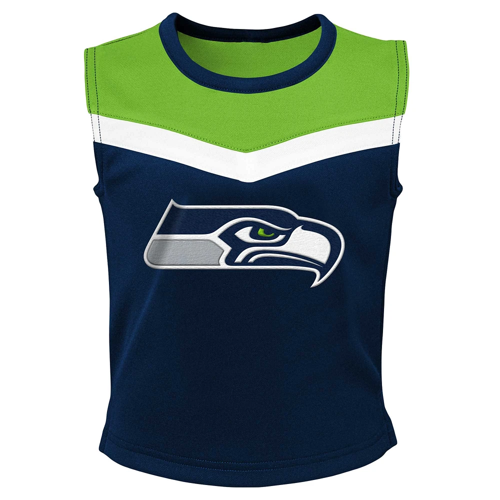 Girls Youth Navy Seattle Seahawks Spirit Two-Piece Cheerleader Set