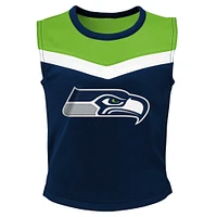 Girls Youth Navy Seattle Seahawks Spirit Two-Piece Cheerleader Set