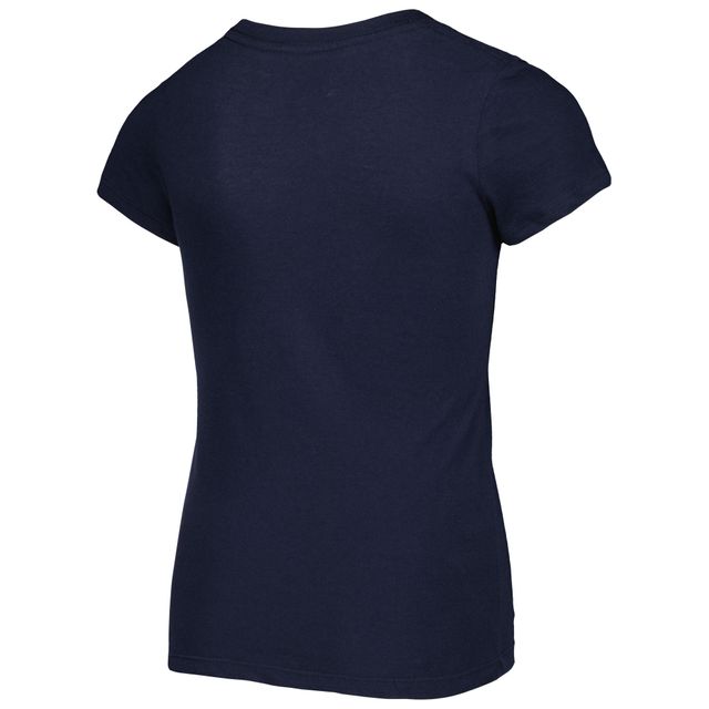 T-shirt à encolure en V avec inscription sequins inversés Seattle Seahawks New Era College Navy pour fille