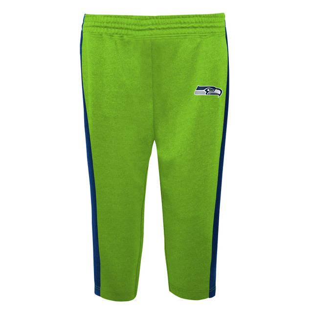 Infant College Navy/Neon Green Seattle Seahawks Little Kicker - Body à manches longues et ensemble pantalon