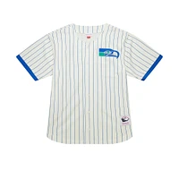Men's Mitchell & Ness  Cream Seattle Seahawks Vintage Logo Final Seconds Full-Button Mesh Top