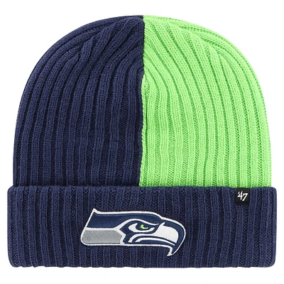 Bonnet en tricot à revers Fracture des Seattle Seahawks '47 bleu marine pour hommes