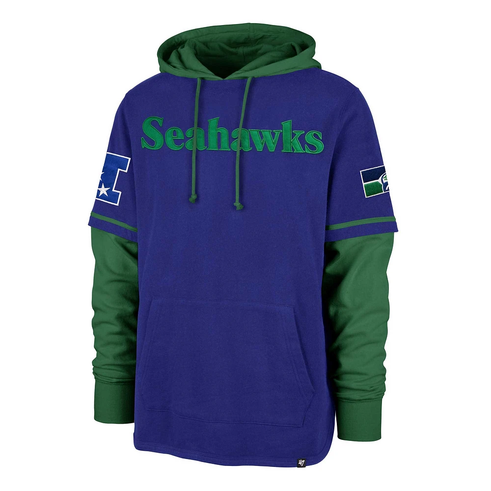 Men's '47 Royal Seattle Seahawks Shortstop Pullover Hoodie
