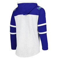 Men's '47 Seattle Seahawks Heather Gray Historic Logo Gridiron Lace-Up Pullover Hoodie