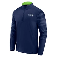 Men's Fanatics College Navy/Neon Green Seattle Seahawks Defender Quarter-Zip Jacket