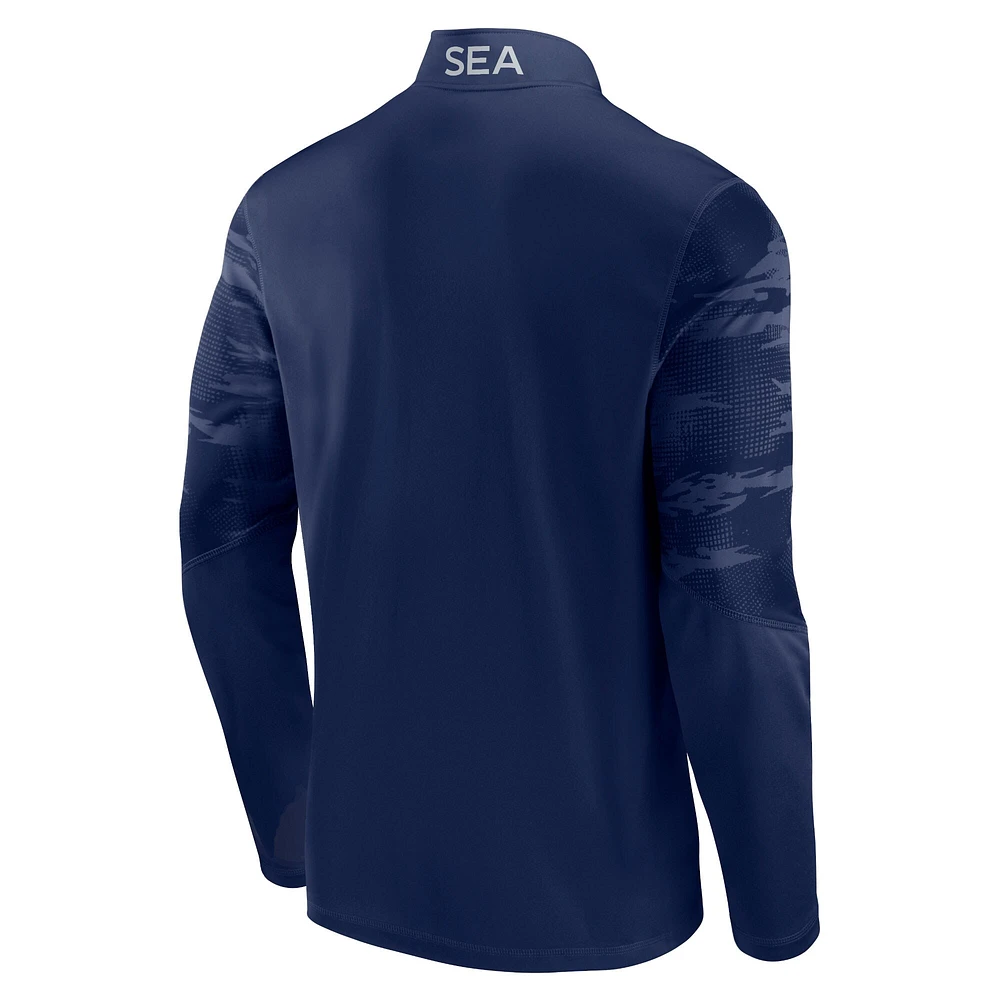 Men's Fanatics College Navy/Neon Green Seattle Seahawks Defender Quarter-Zip Jacket