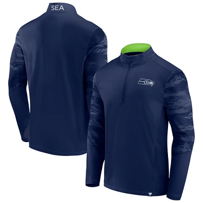 Veste Fanatics College Navy/Vert Fluo pour hommes Seattle Seahawks Defender Quarter-Zip
