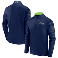 Men's Fanatics College Navy/Neon Green Seattle Seahawks Defender Quarter-Zip Jacket