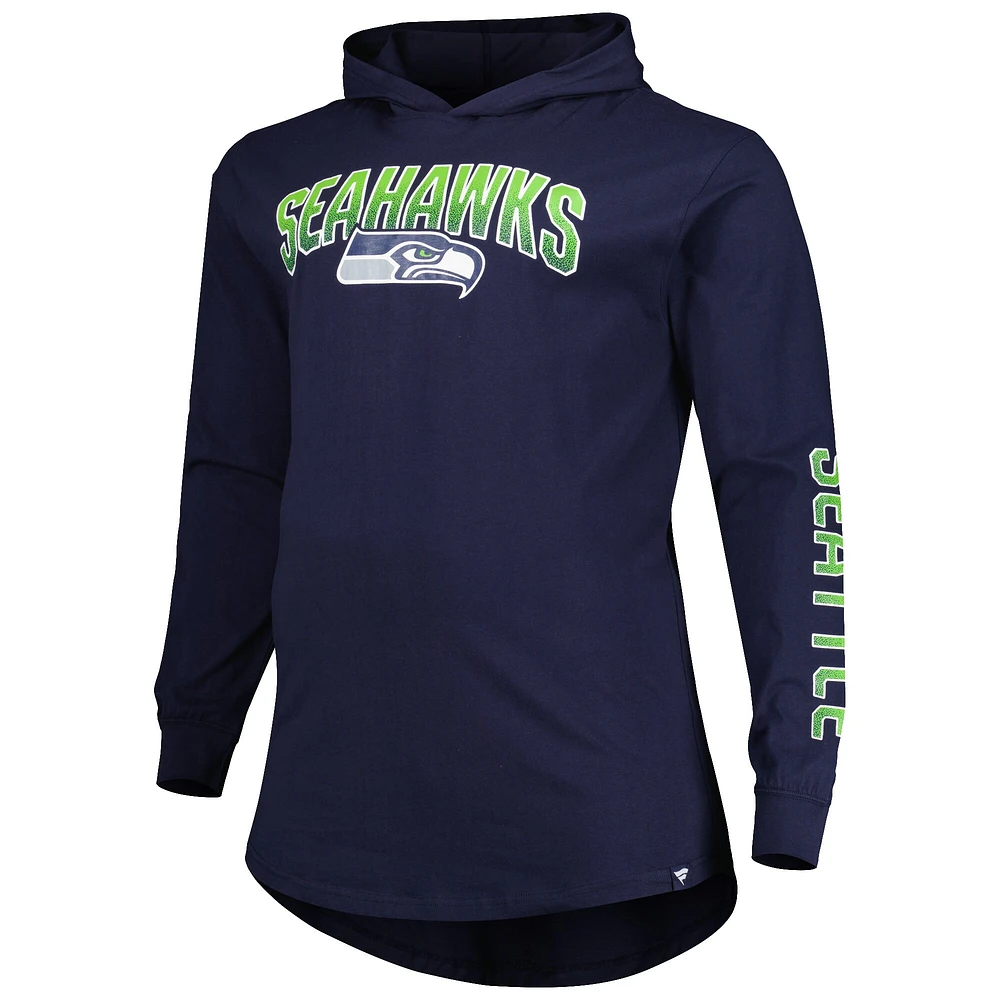 Men's Fanatics College Navy Seattle Seahawks Big & Tall Front Runner Pullover Hoodie