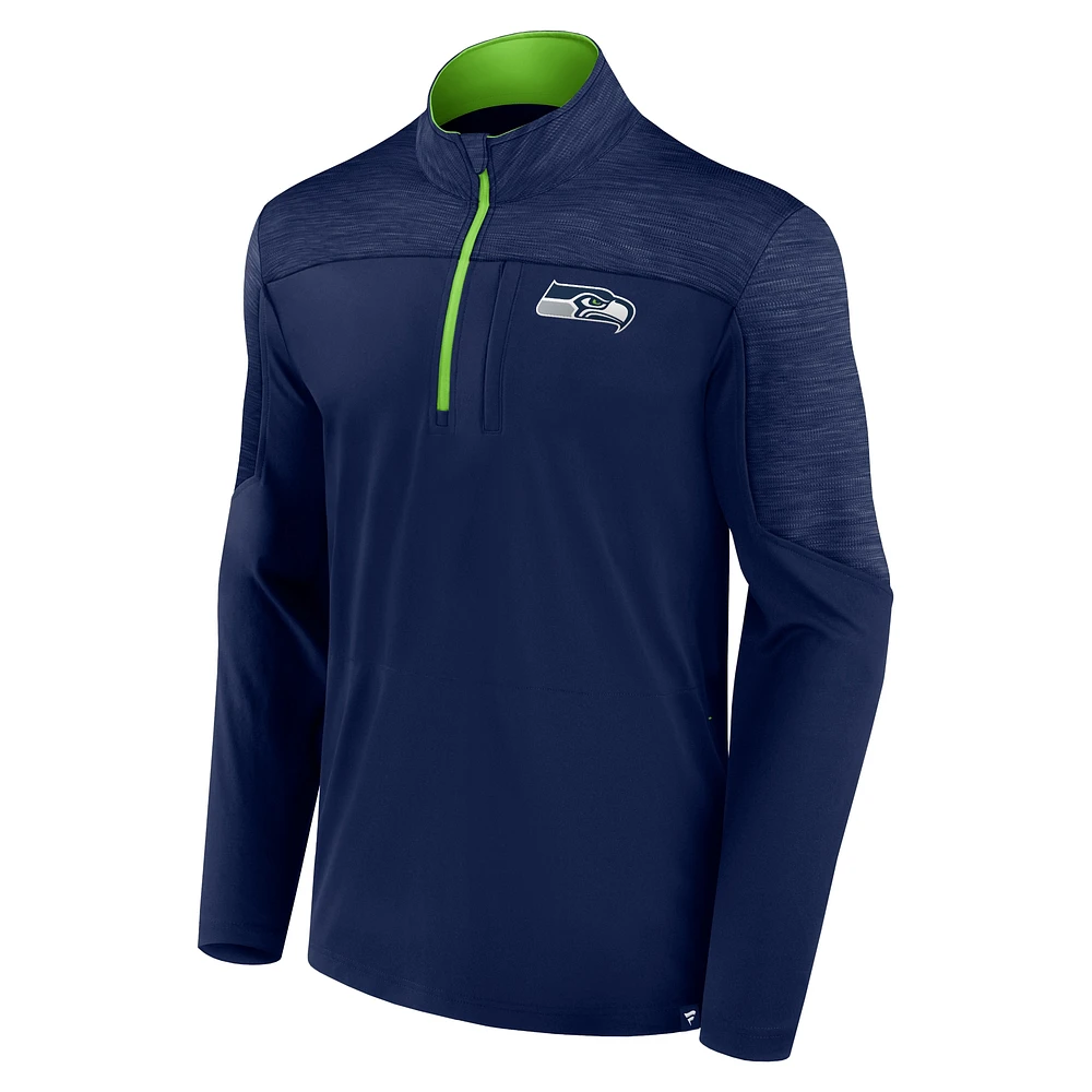 Men's Fanatics College Navy Seattle Seahawks Defender Evo Quarter-Zip Jacket