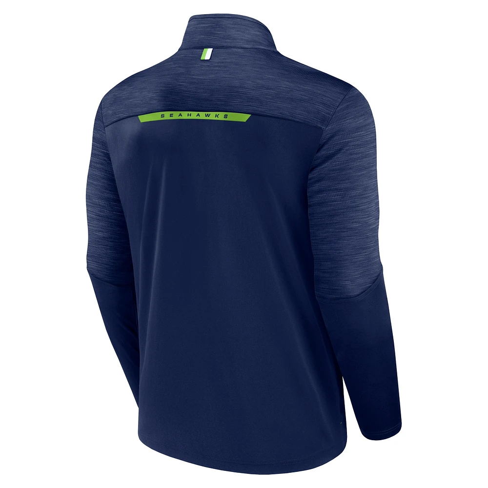 Men's Fanatics College Navy Seattle Seahawks Defender Evo Quarter-Zip Jacket