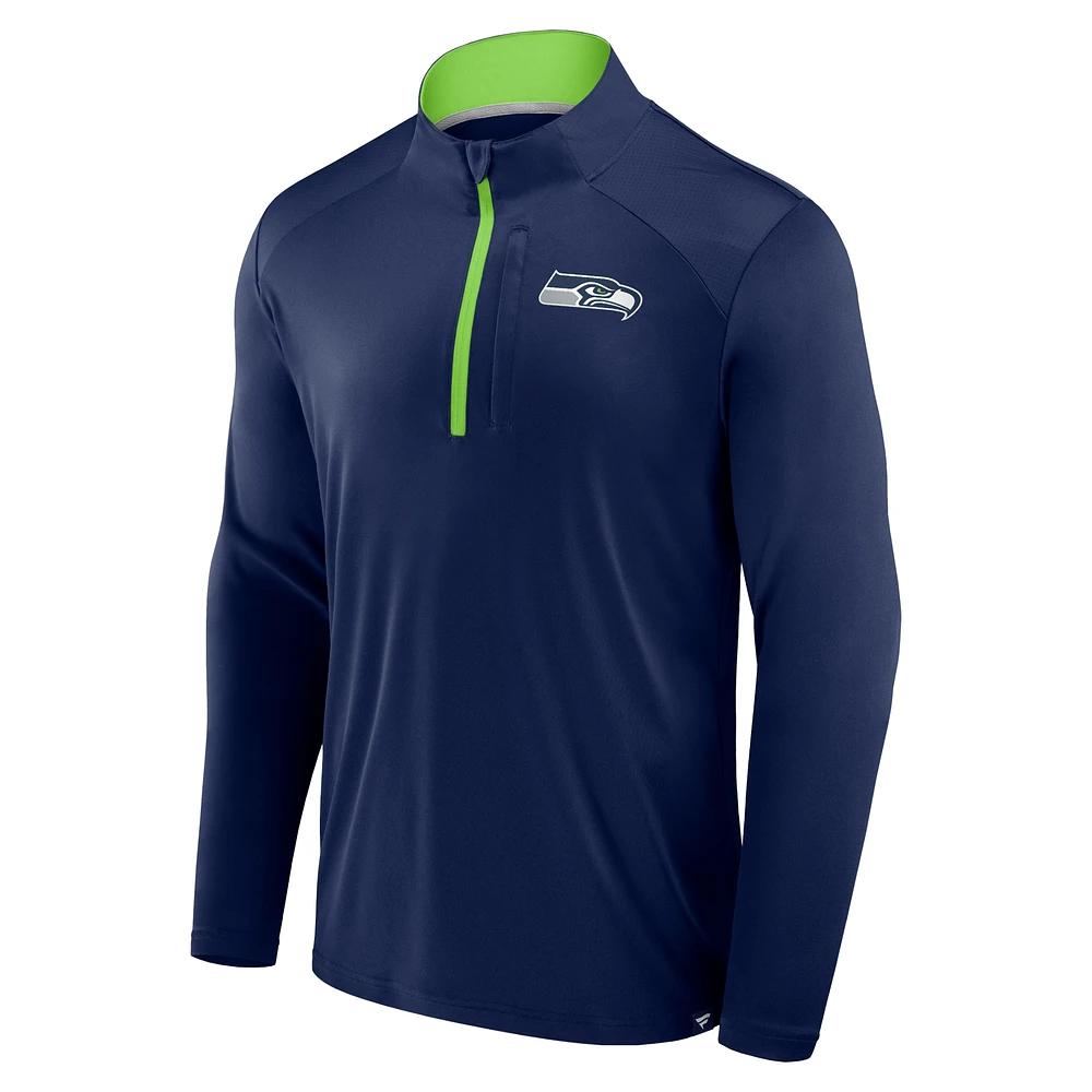 Men's Fanatics College Navy Seattle Seahawks Defender Long Sleeve Quarter-Zip Jacket