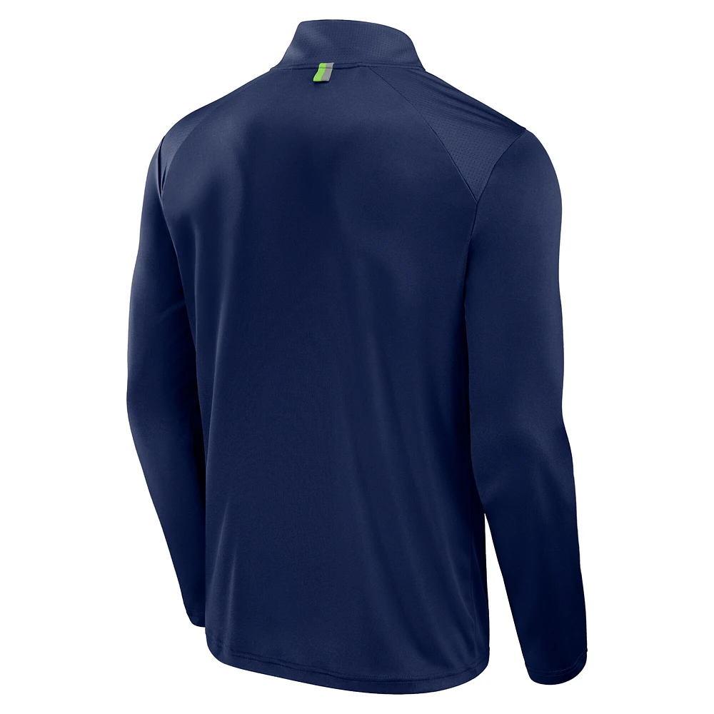Men's Fanatics College Navy Seattle Seahawks Defender Long Sleeve Quarter-Zip Jacket