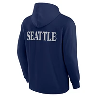 Men's Fanatics College Navy Seattle Seahawks Elements Blaze Tri-Blend Long Sleeve Hoodie T-Shirt