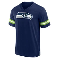 Men's Fanatics College Navy Seattle Seahawks Tackle V-Neck Jersey T-Shirt