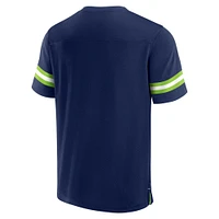 Men's Fanatics College Navy Seattle Seahawks Tackle V-Neck Jersey T-Shirt