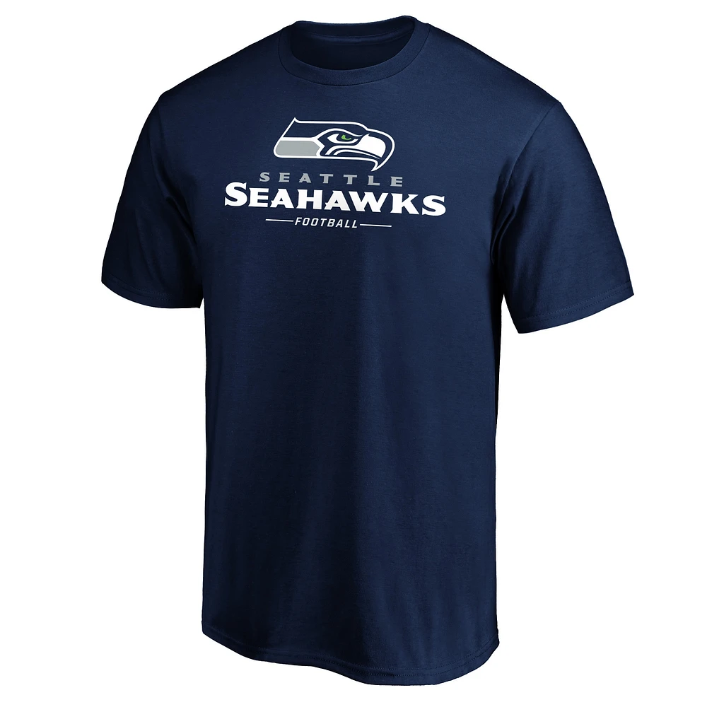 T-shirt avec logo de l'équipe Lockup des Seattle Seahawks Fanatics College pour hommes, bleu marine