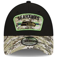 Men's New Era Black/Camo Seattle Seahawks 2021 Salute To Service - Trucker 9FORTY Snapback Adjustable Hat