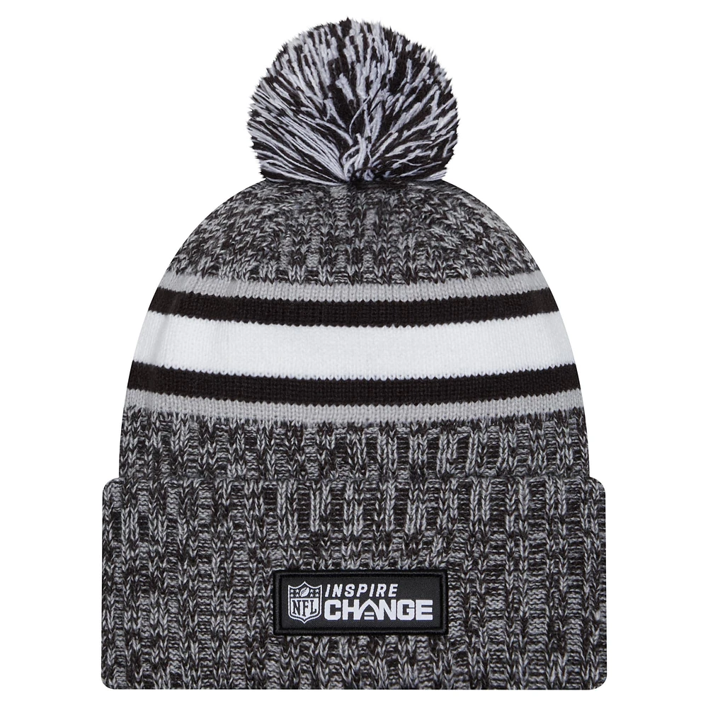 Men's New Era Black Seattle Seahawks Inspire Change Cuffed Knit Hat with Pom