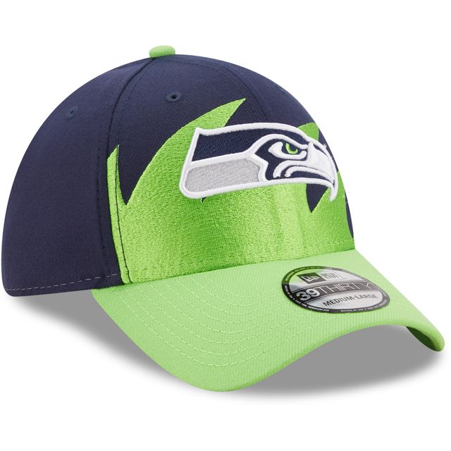 New Era College Navy/Neon Green Seattle Seahawks Surge 39THIRTY pour hommes - Casquette flex