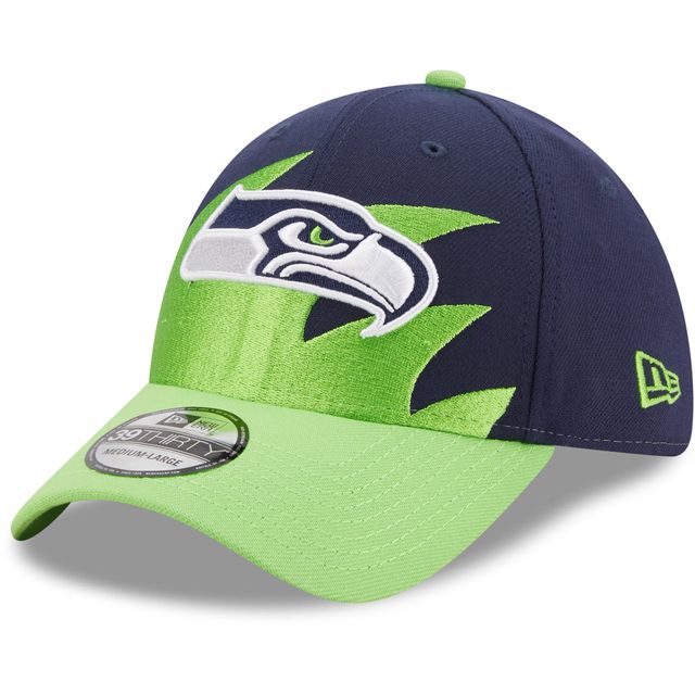 New Era College Navy/Neon Green Seattle Seahawks Surge 39THIRTY pour hommes - Casquette flex